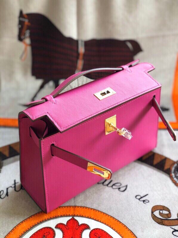 에르메스 미니 켈리백22 로즈퍼플 금장 스위프트